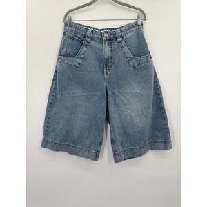A.LAB Analog Star Cable Blue Wash Oversized Denim Shorts Jorts Baggy Y2K Size 4